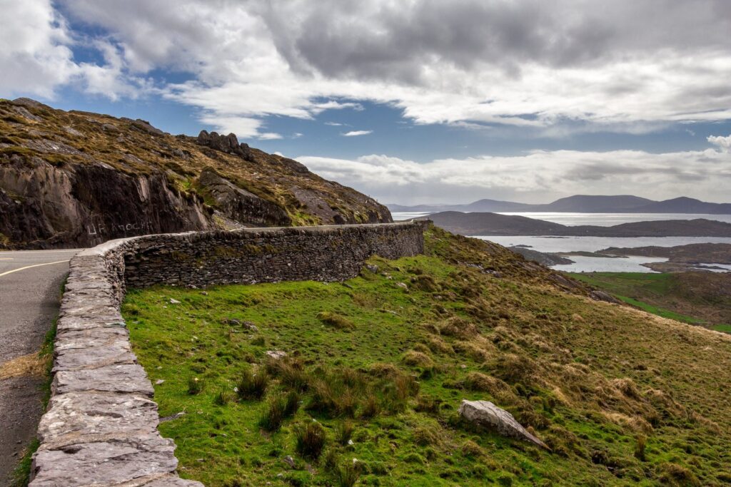 A dry-stone wall along the coast road on the Ring of Kerry