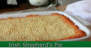 Plated Irish Shepherd's Pie with golden mashed potato topping