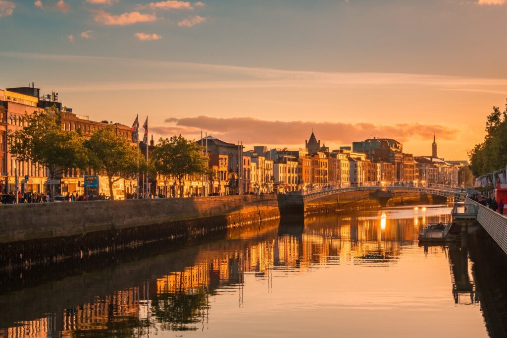 The River Liffey in Dublin city centre, a short walk south of Brannigan's
