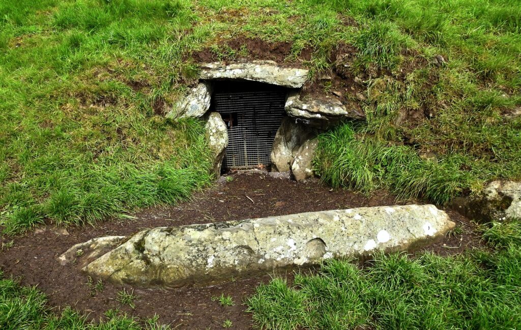 The entrance to the Neolithic passage tomb at Dowth in the Boyne Valley