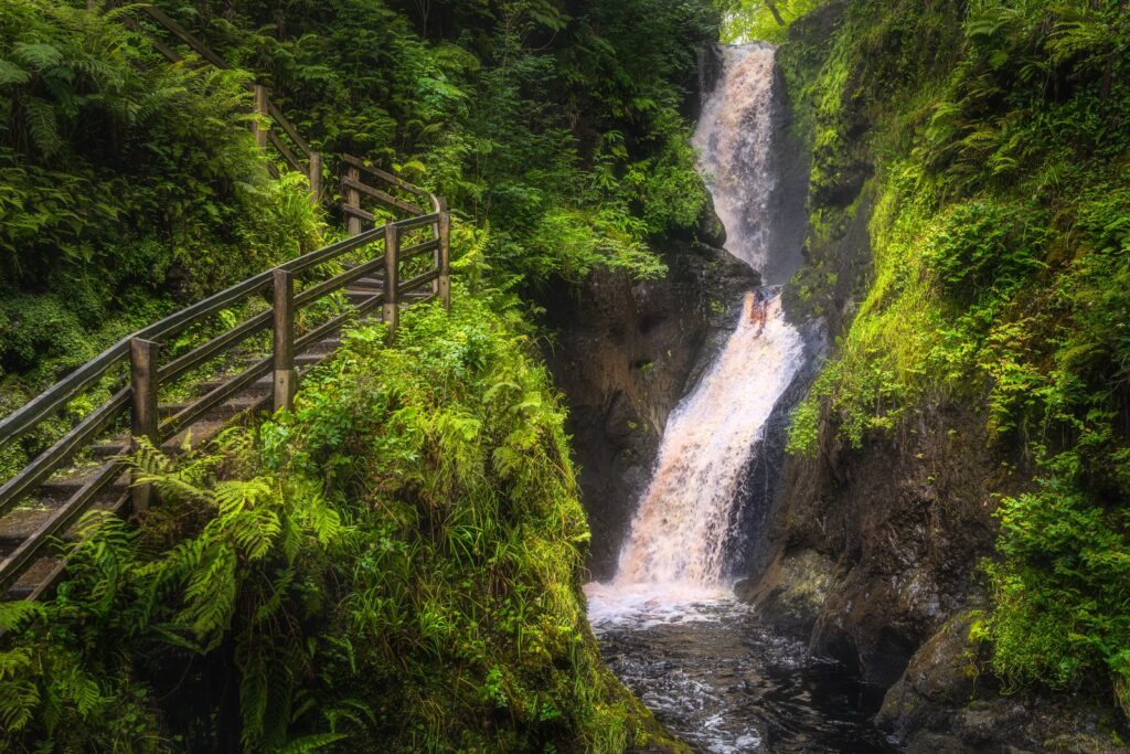 A waterfall in Glenariff Forest Park, County Antrim