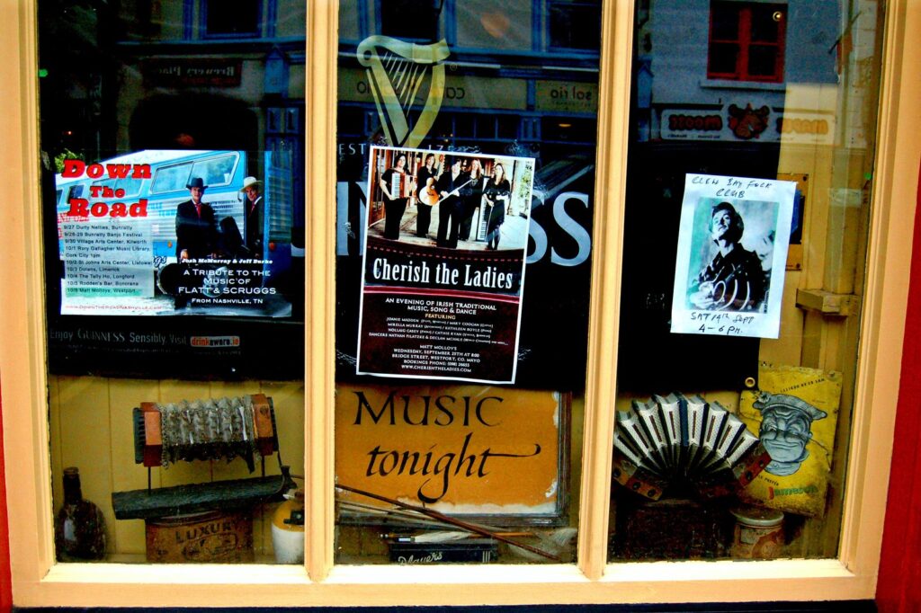 The window of Matt Molloy's on Bridge Street, Westport