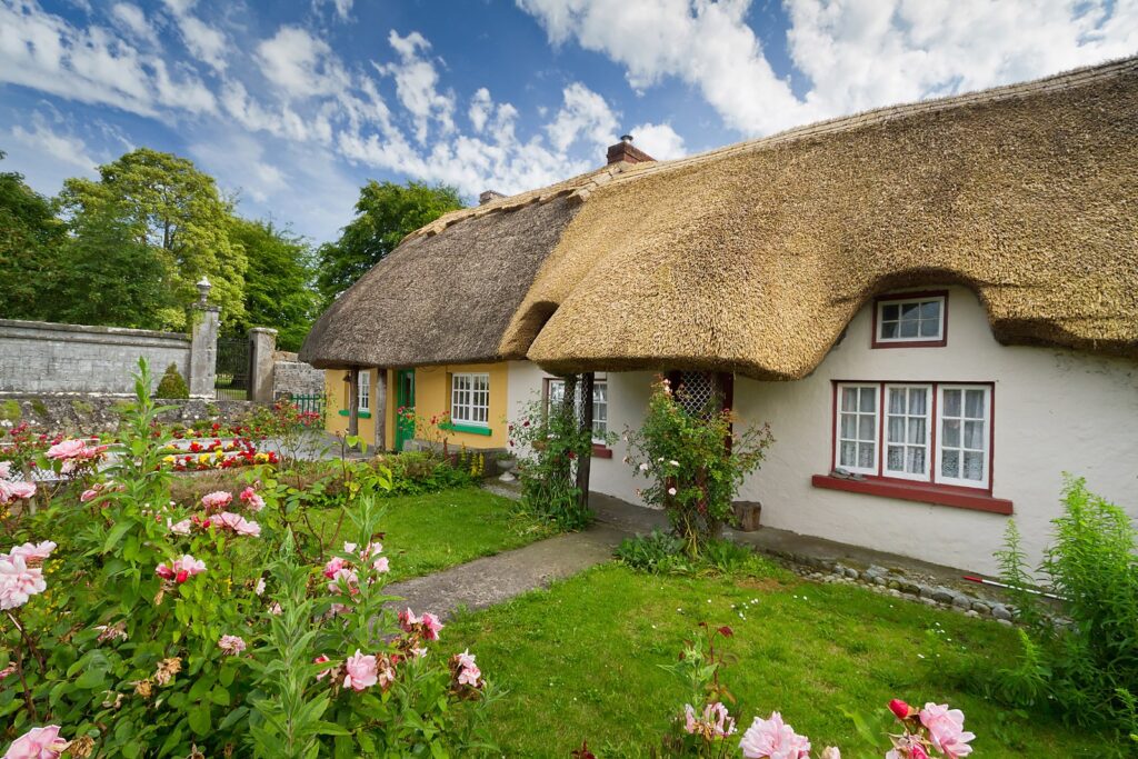 Thatched cottages on the main street of Adare, County Limerick