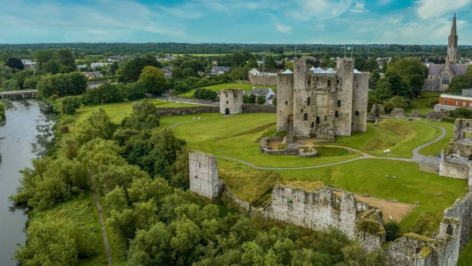 Trim Castle, one of Ireland's finest medieval castles, rising above the River Boyne in County Meath