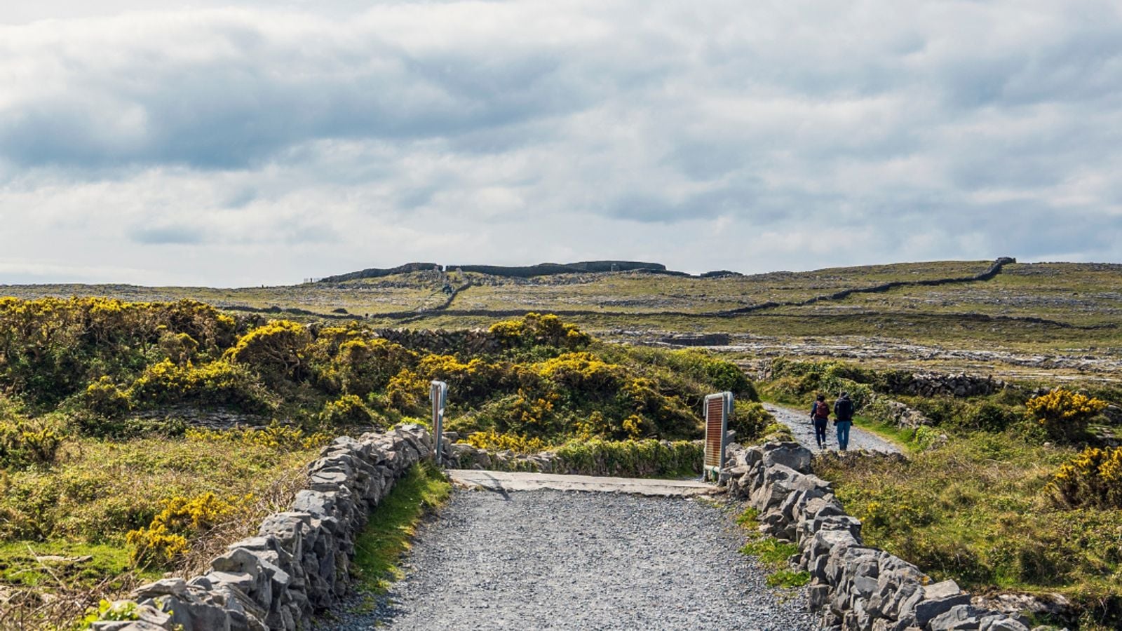 The rocky path leading to Dun Aonghasa ancient stone fort on the cliffs of Inis Mor Aran Islands