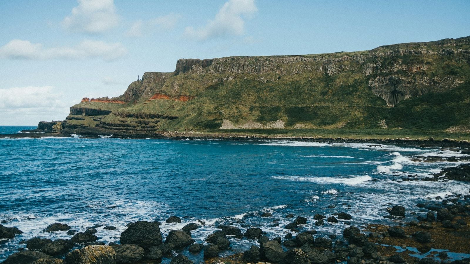 Rocky shores of the Antrim coast in Northern Ireland where dulse seaweed has been harvested for centuries