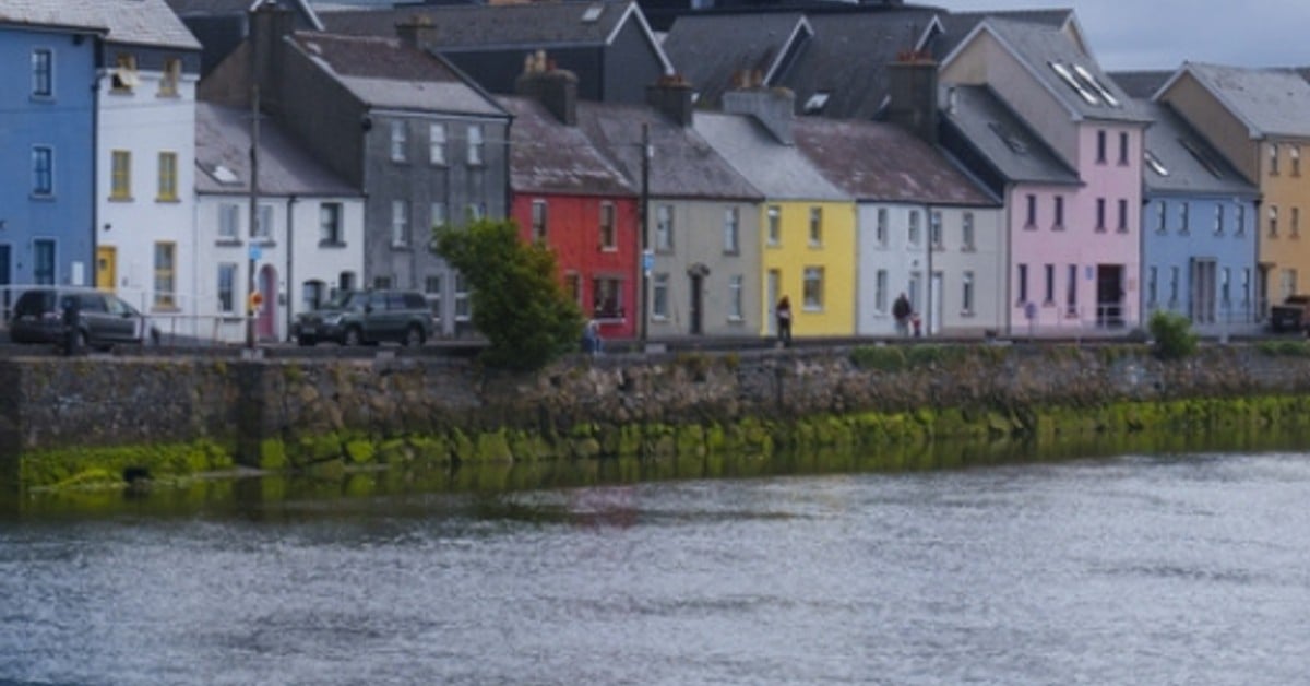 Colourful houses along Galway waterfront, County Galway, Ireland