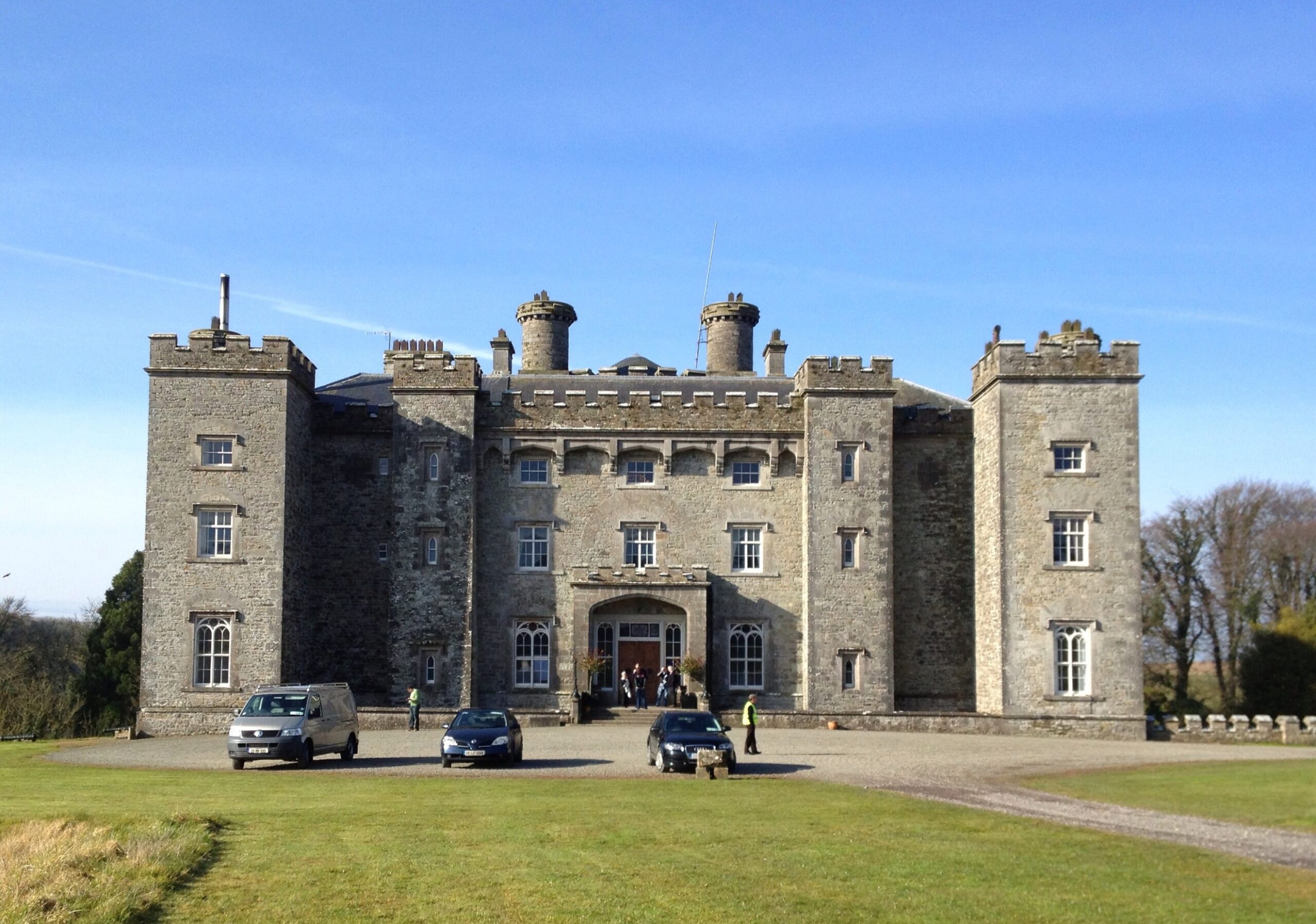 Slane Castle Gothic Revival facade on the River Boyne, County Meath