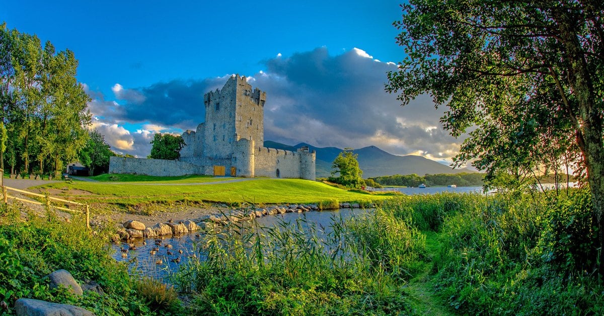 Ross Castle on the shores of Lough Leane in Killarney National Park, County Kerry, Ireland