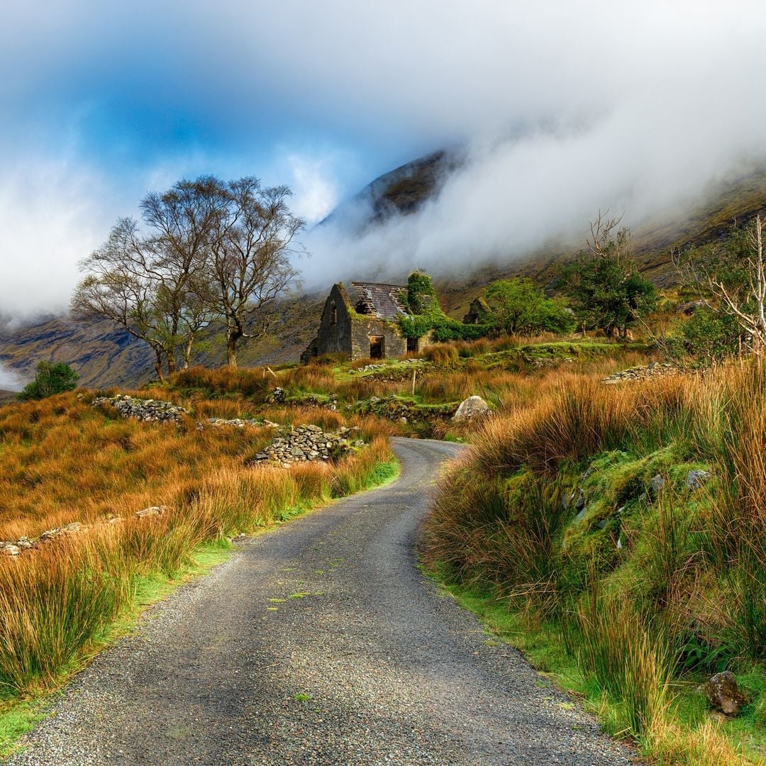 Ruins of a stone cottage in the Black Valley, County Kerry, Ireland
