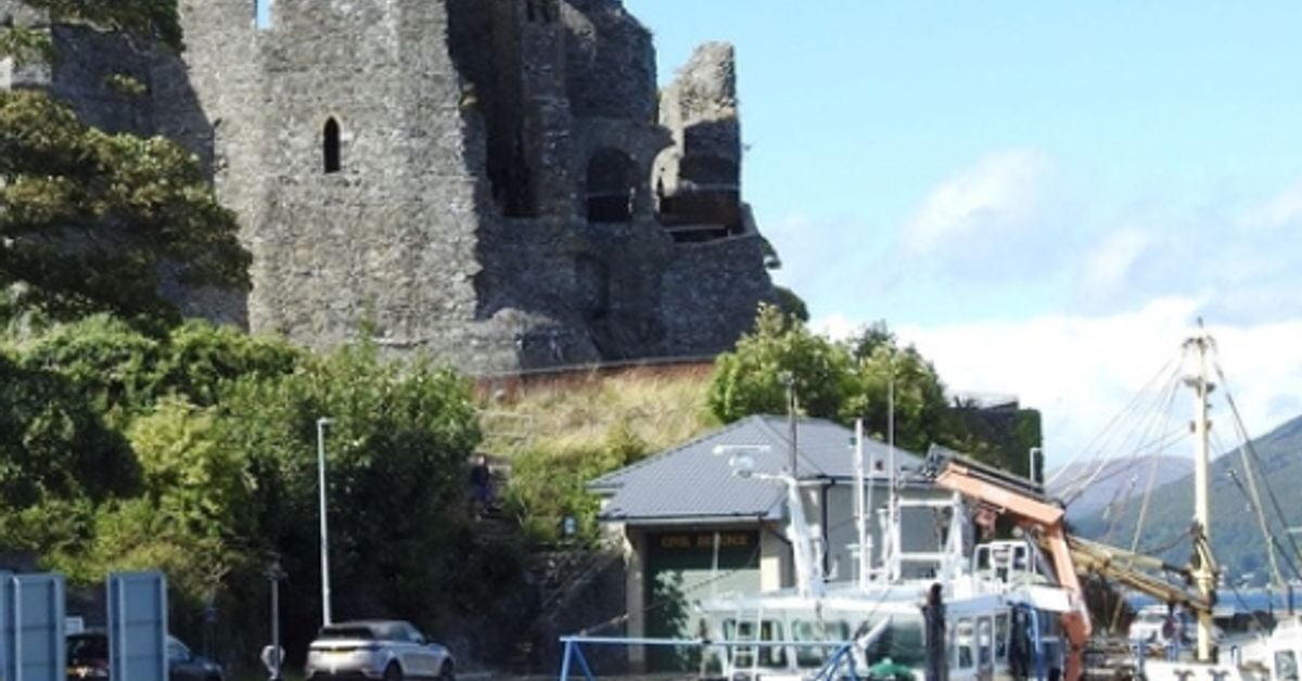 Carlingford Castle ruins and harbour, County Louth, Ireland