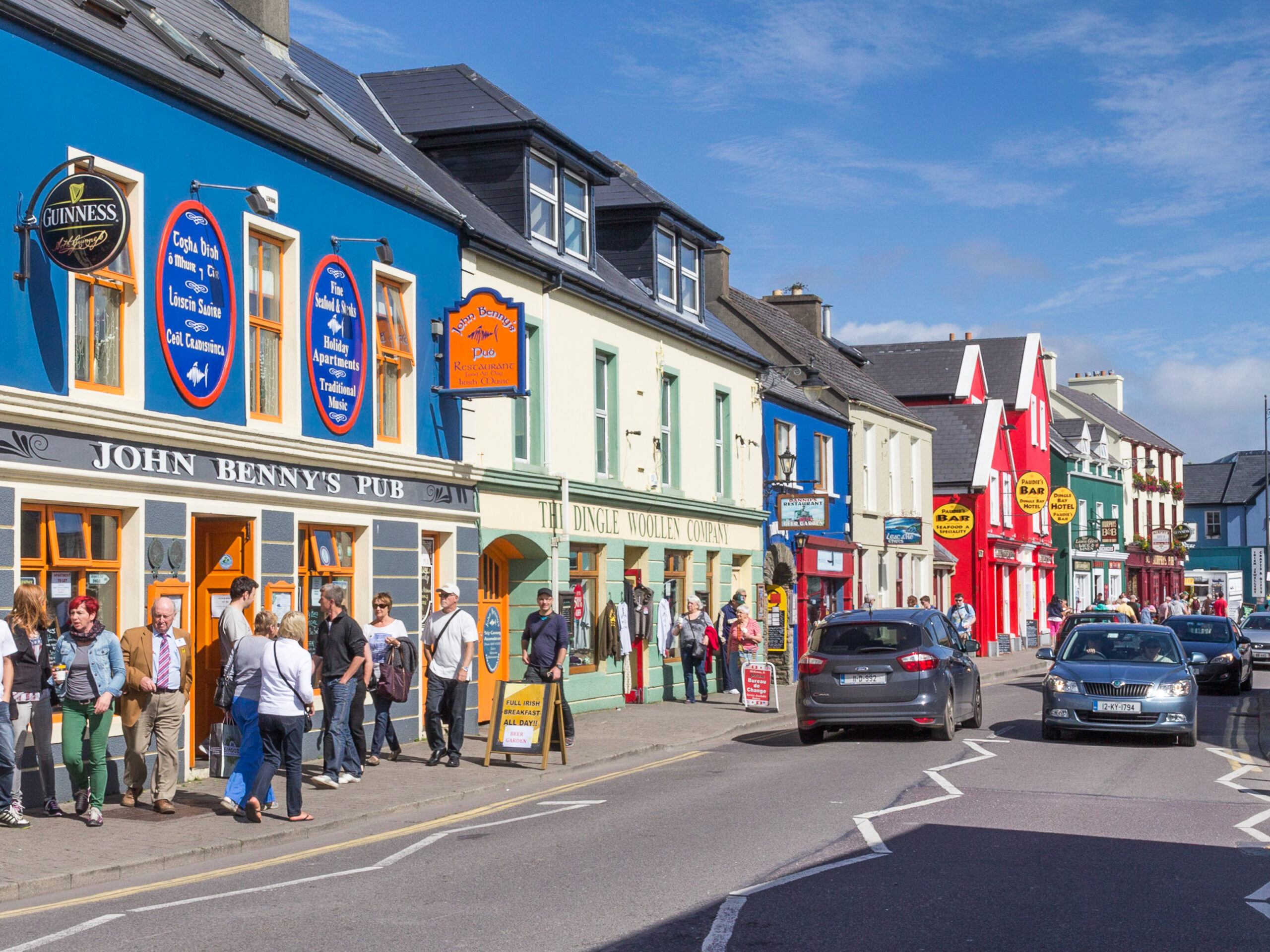 Brightly painted houses of Dingle Town in the Kerry Gaeltacht, Ireland