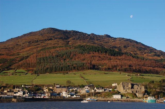 Medieval village of Carlingford on Carlingford Lough with the Mourne Mountains, County Louth, Ireland