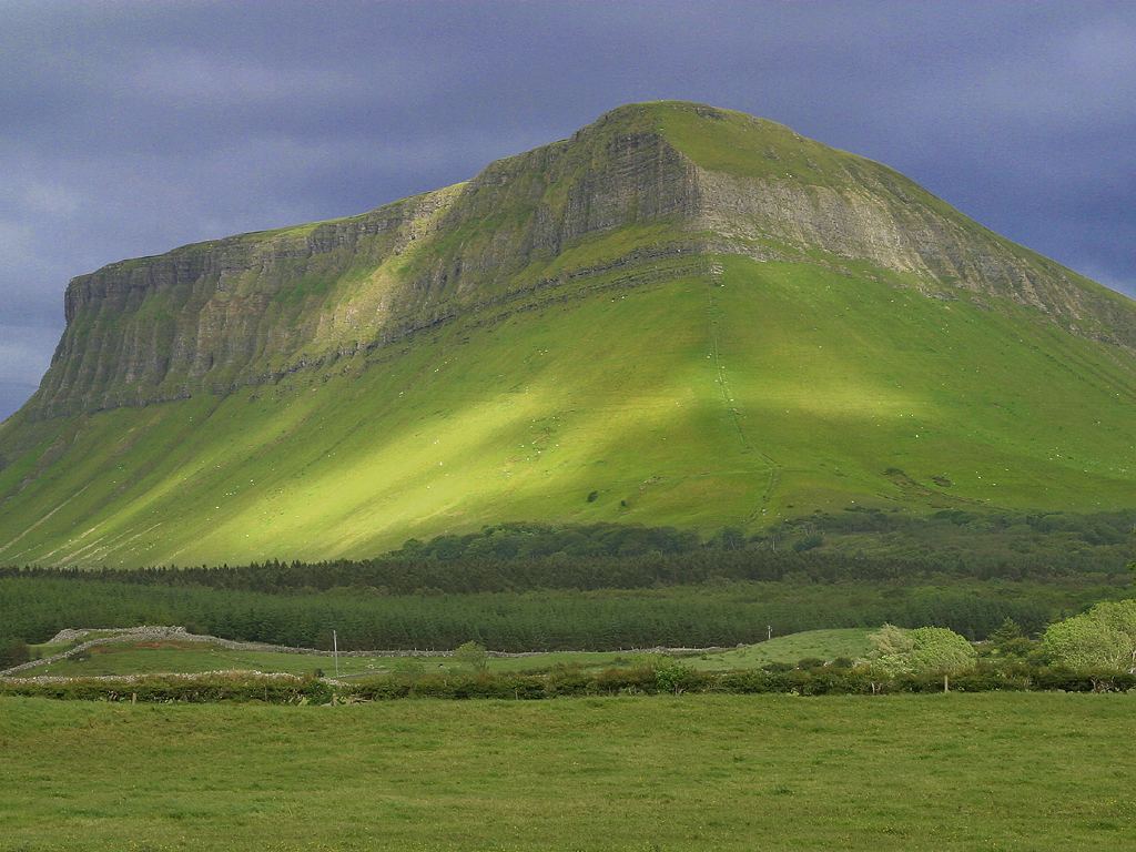 Ben Bulben mountain rising over the Sligo countryside, Ireland
