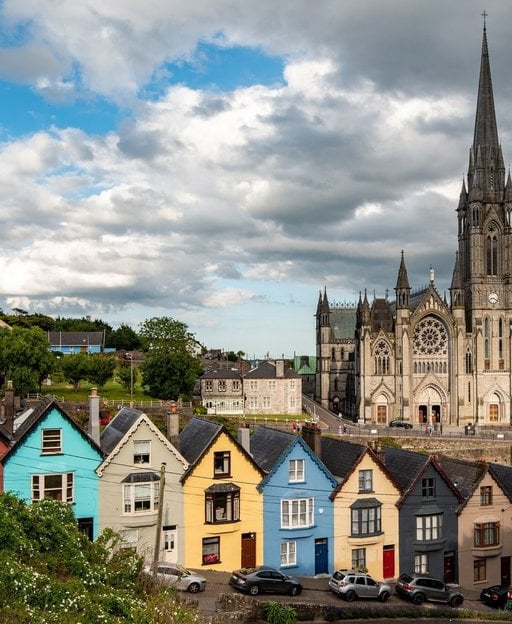 Colourful houses of Cobh, County Cork, Ireland overlooking the harbour