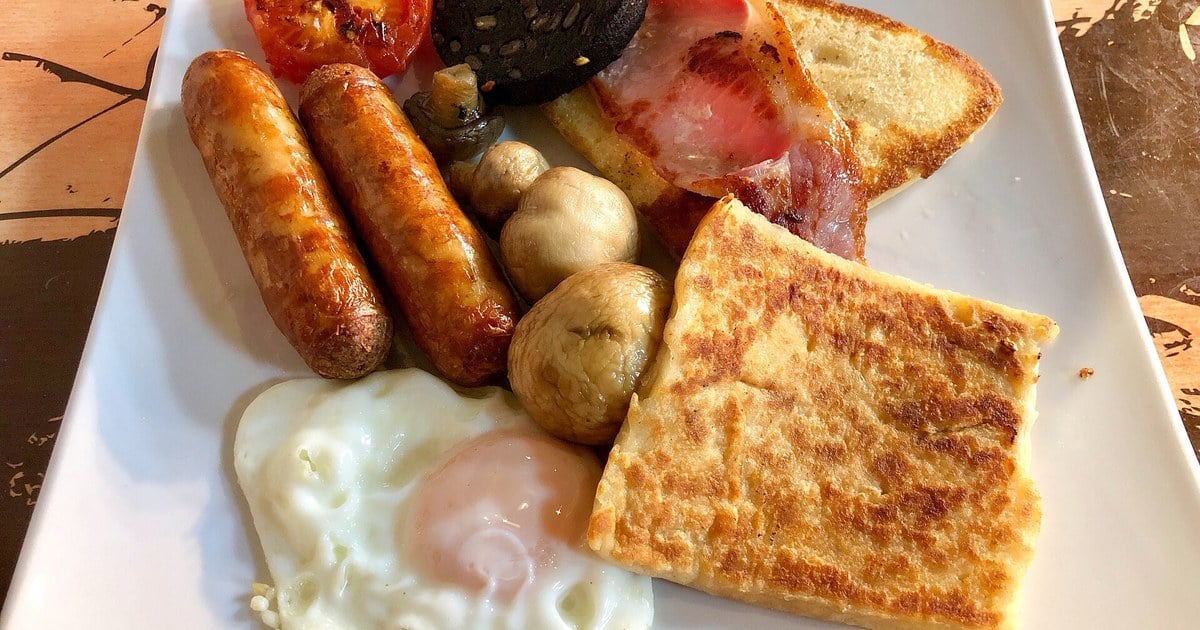 An Ulster fry with a golden potato farl