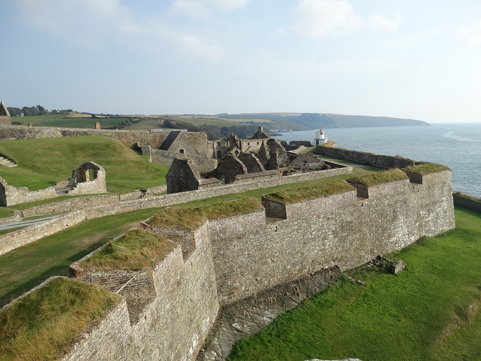 The ramparts and defensive walls of Charles Fort, Kinsale, County Cork — a 17th-century star-shaped fortification overlooking Kinsale Harbour