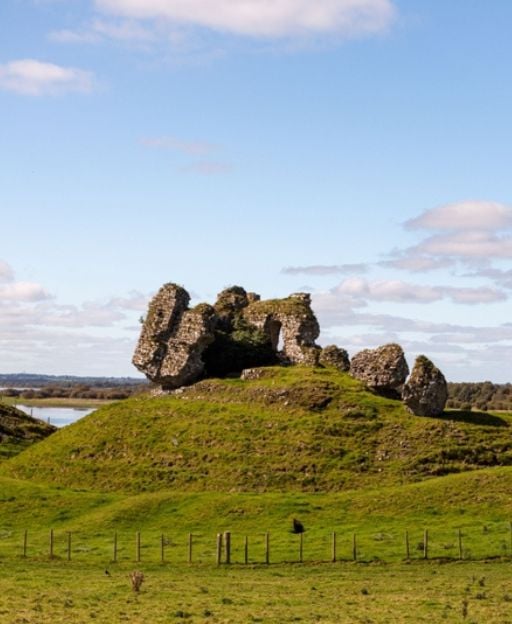 Ancient ruins of Clonmacnoise monastic site, County Offaly, Ireland