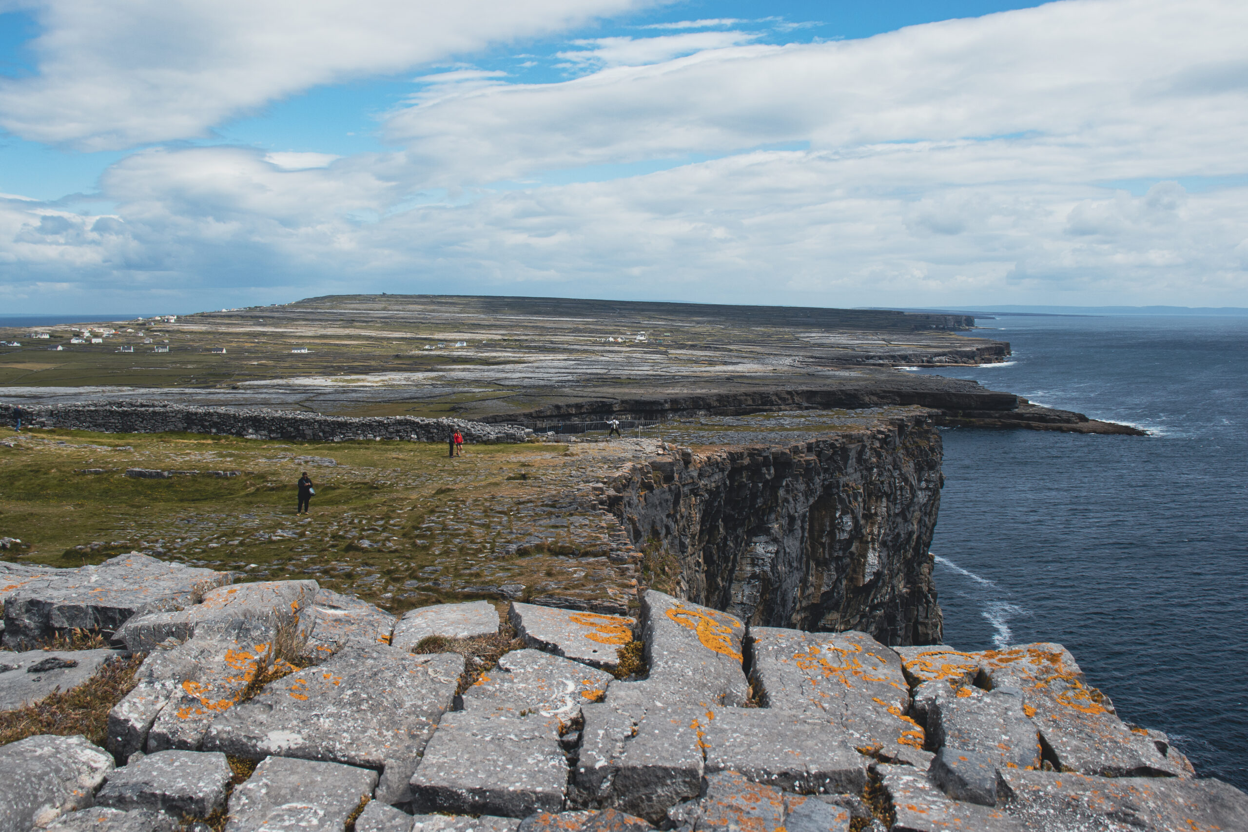 Stone walls and Atlantic cliffs at Dún Aonghasa, Aran Islands, County Galway, Ireland
