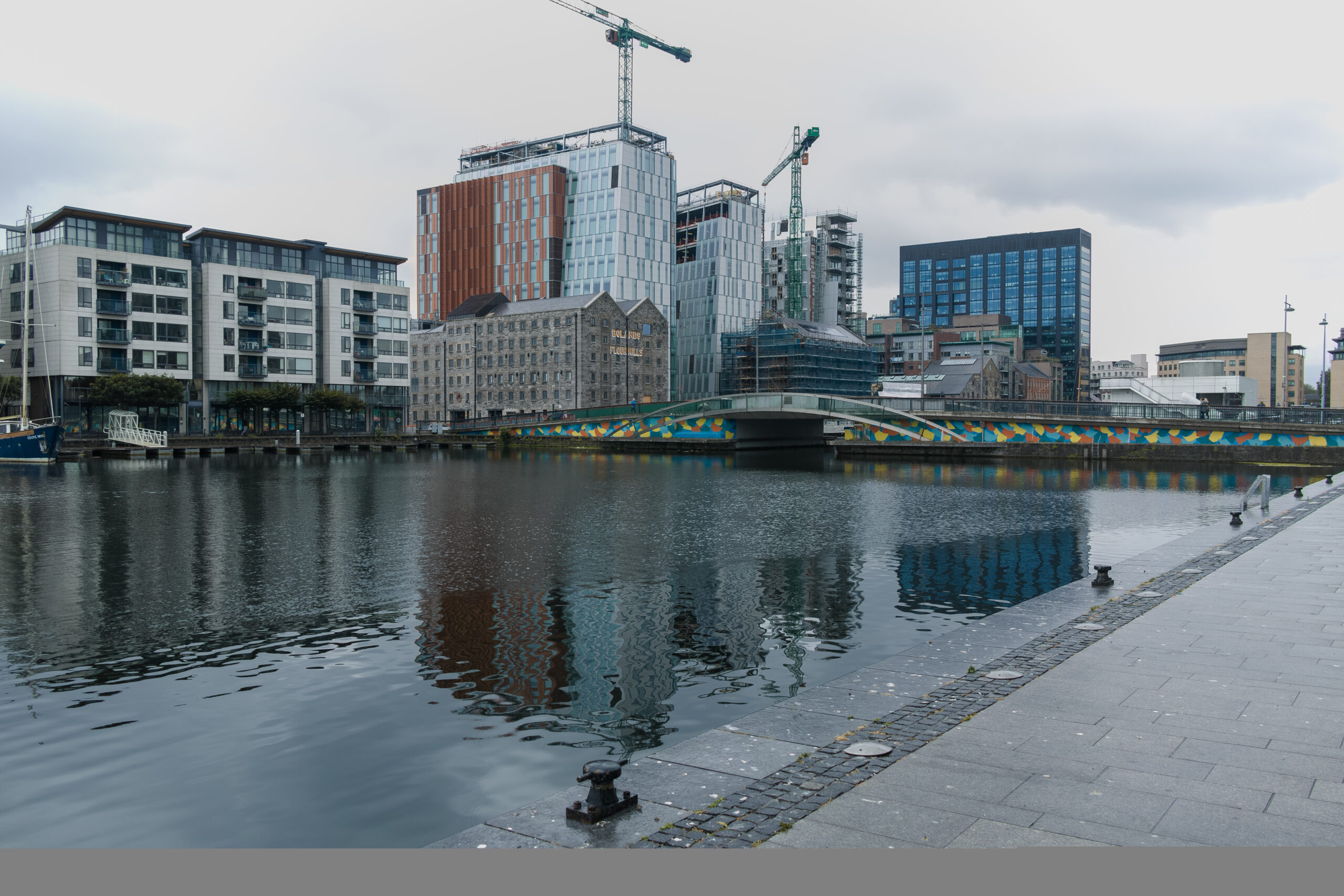 Grand Canal Dock in Dublin's Silicon Docks business district, home to European offices of Google, Meta, and other US tech companies