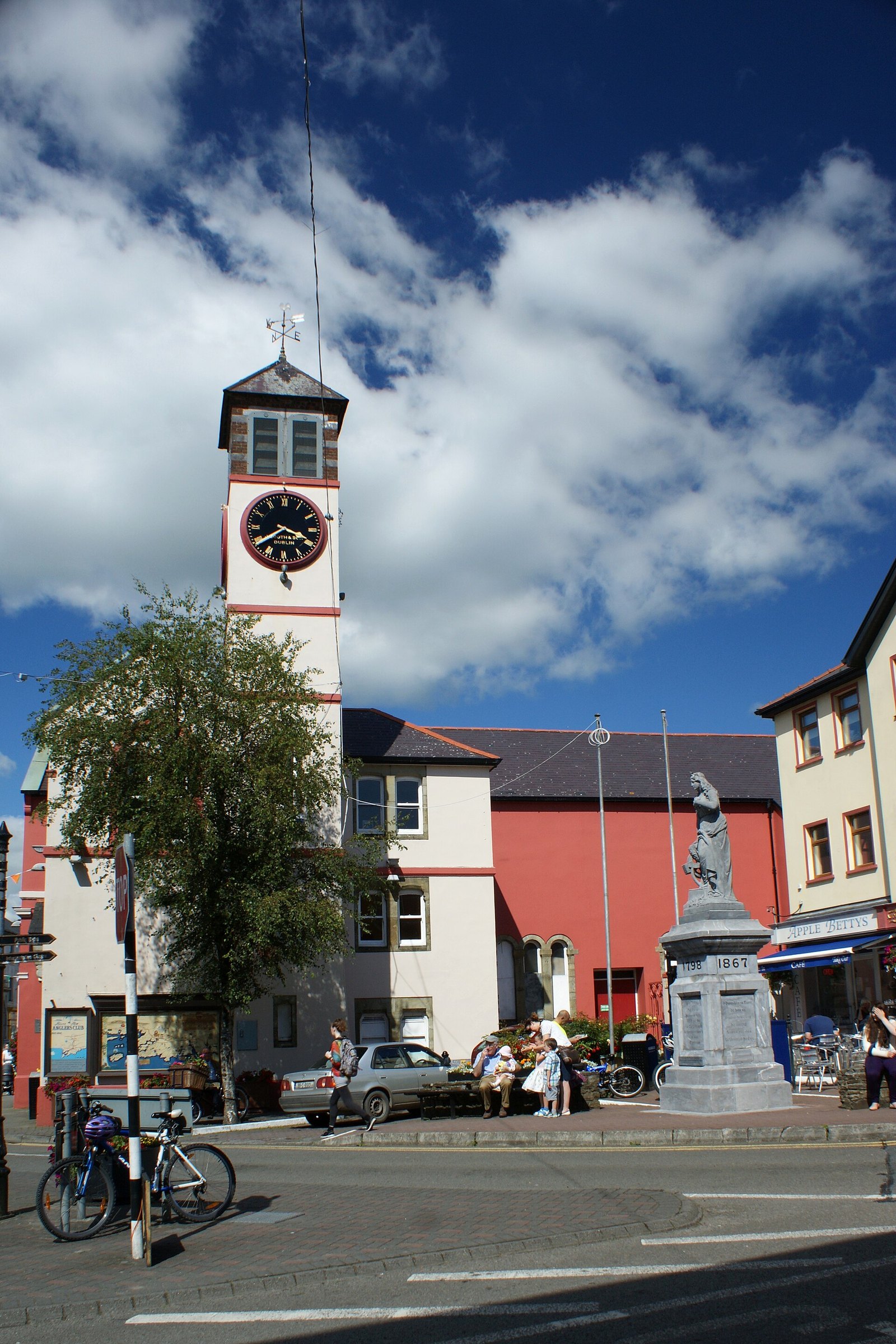 Town square and clock tower in Skibbereen, County Cork, Ireland