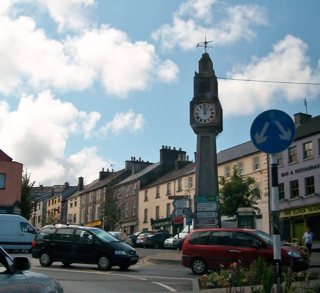 Bridge Street in Westport leading to the Octagon Town Clock, County Mayo, Ireland
