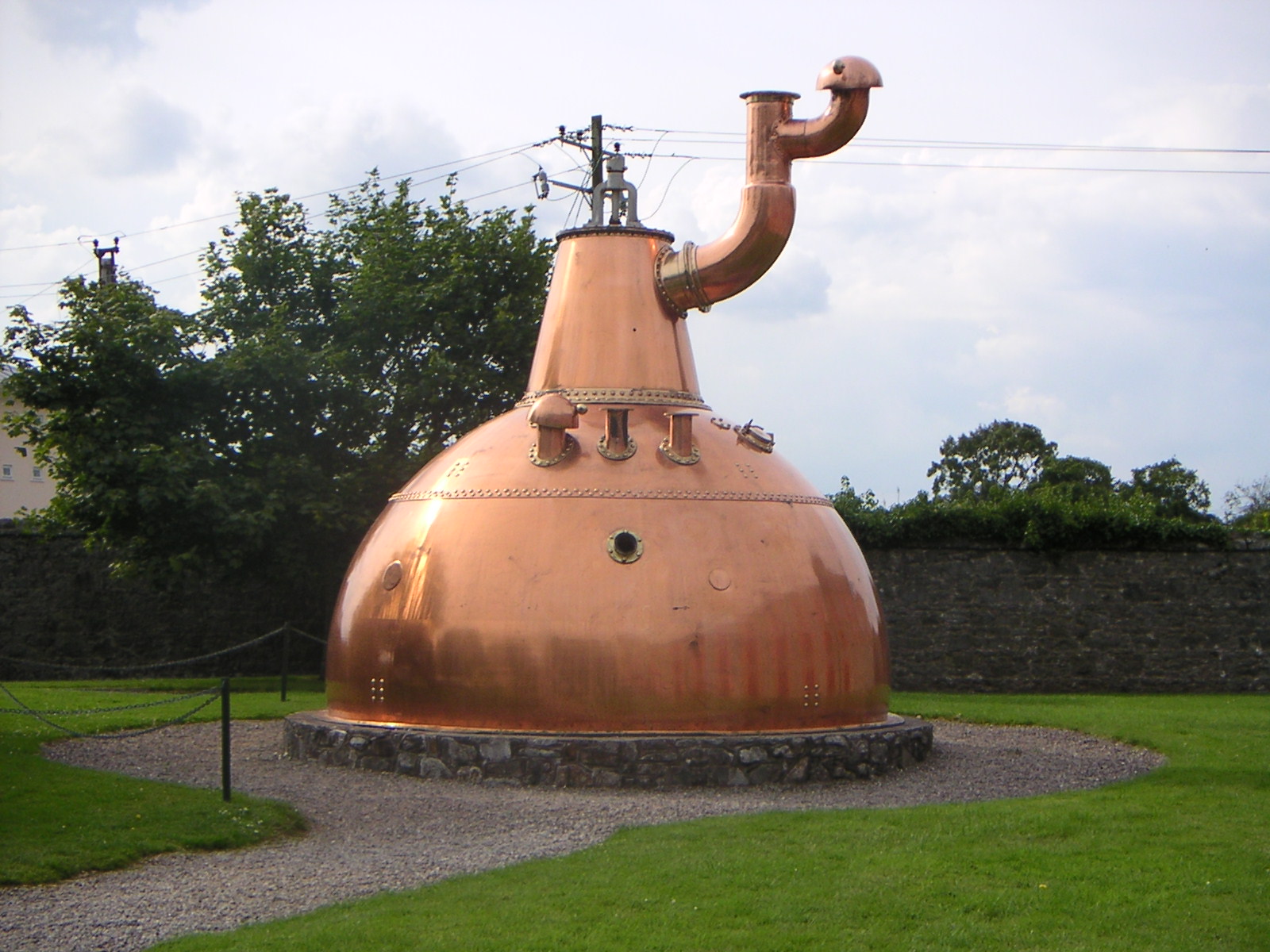 A large traditional copper pot still — the vessel used to distil Irish spirits such as poitín