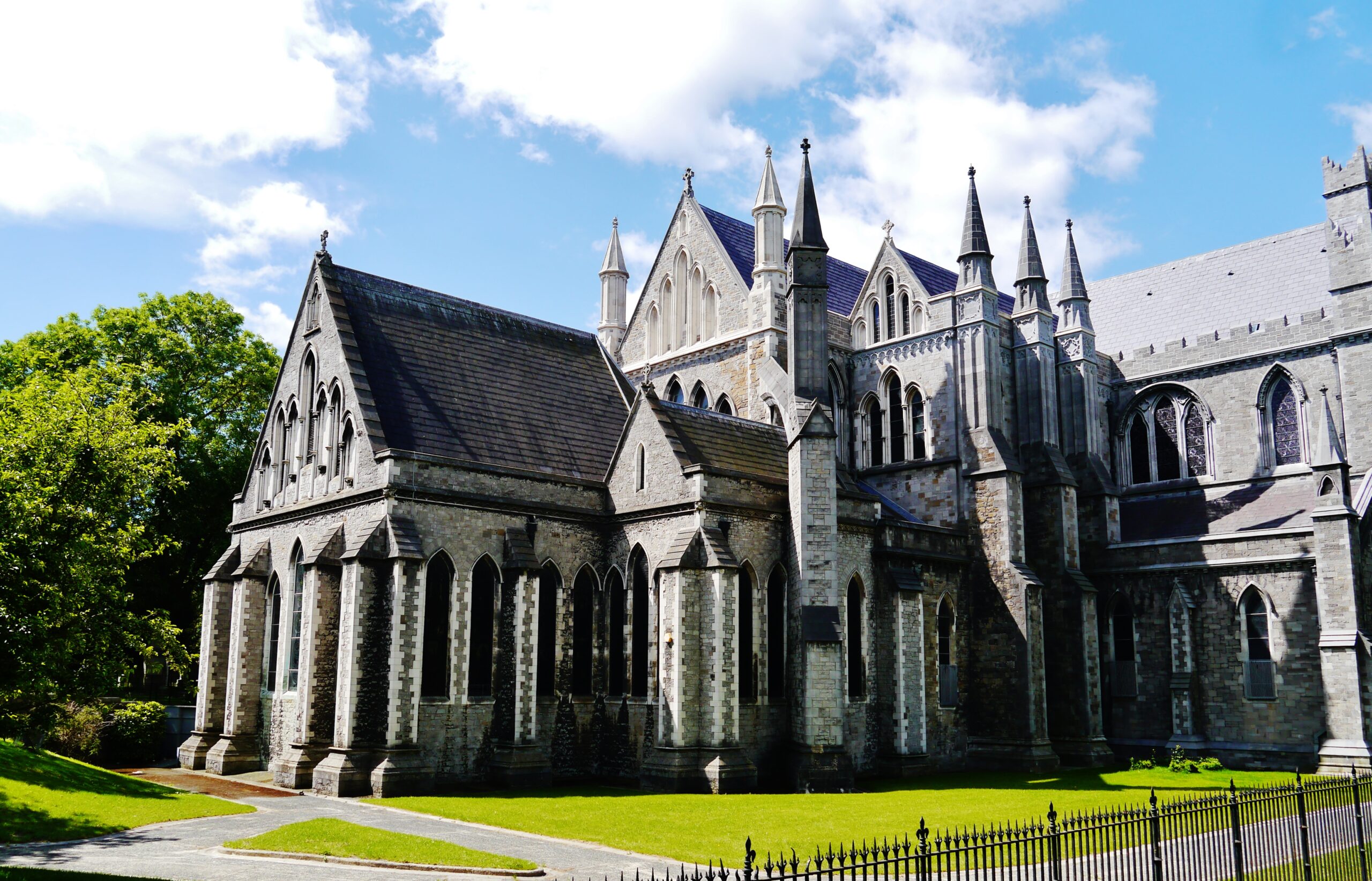 St Patrick's Cathedral, Dublin, seen from the grounds — the largest church in Ireland, founded in 1191