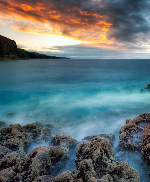 Atlantic coastline at sunset, Fanore, County Clare, Ireland