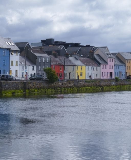 Colourful houses along the waterfront in Galway City, Ireland