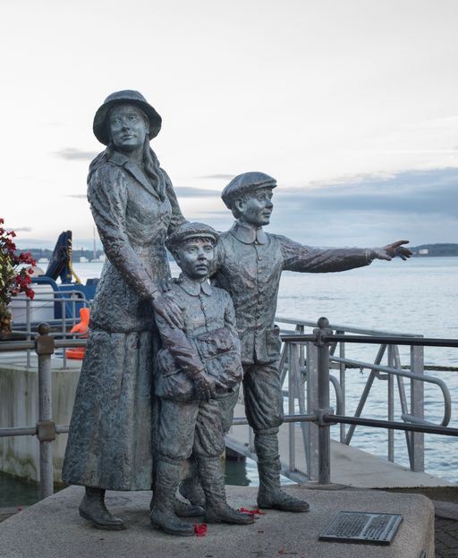 Annie Moore emigrant statue at Cobh harbour, County Cork, Ireland