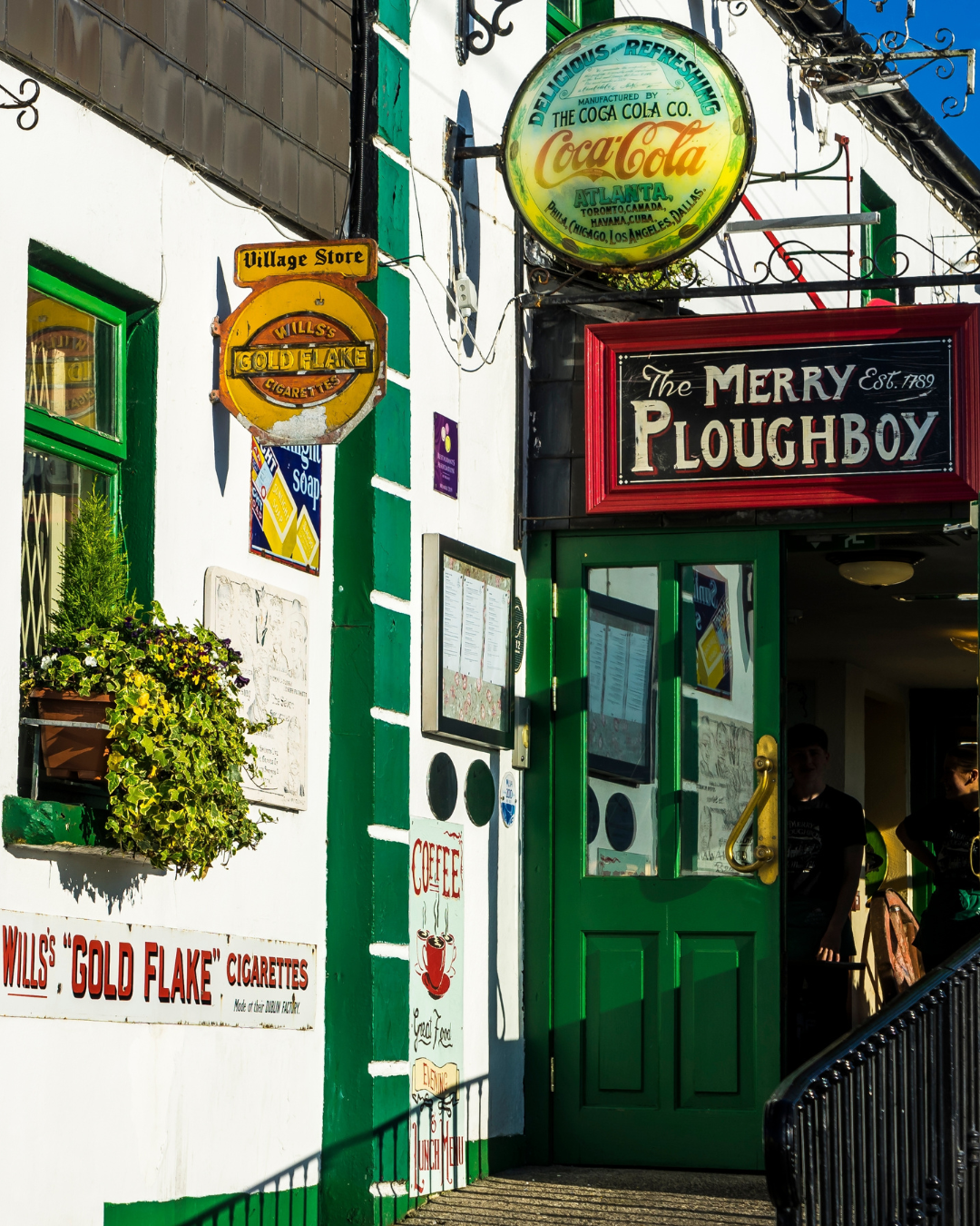 The Merry Ploughboy traditional Irish music pub sign and entrance, Dublin
