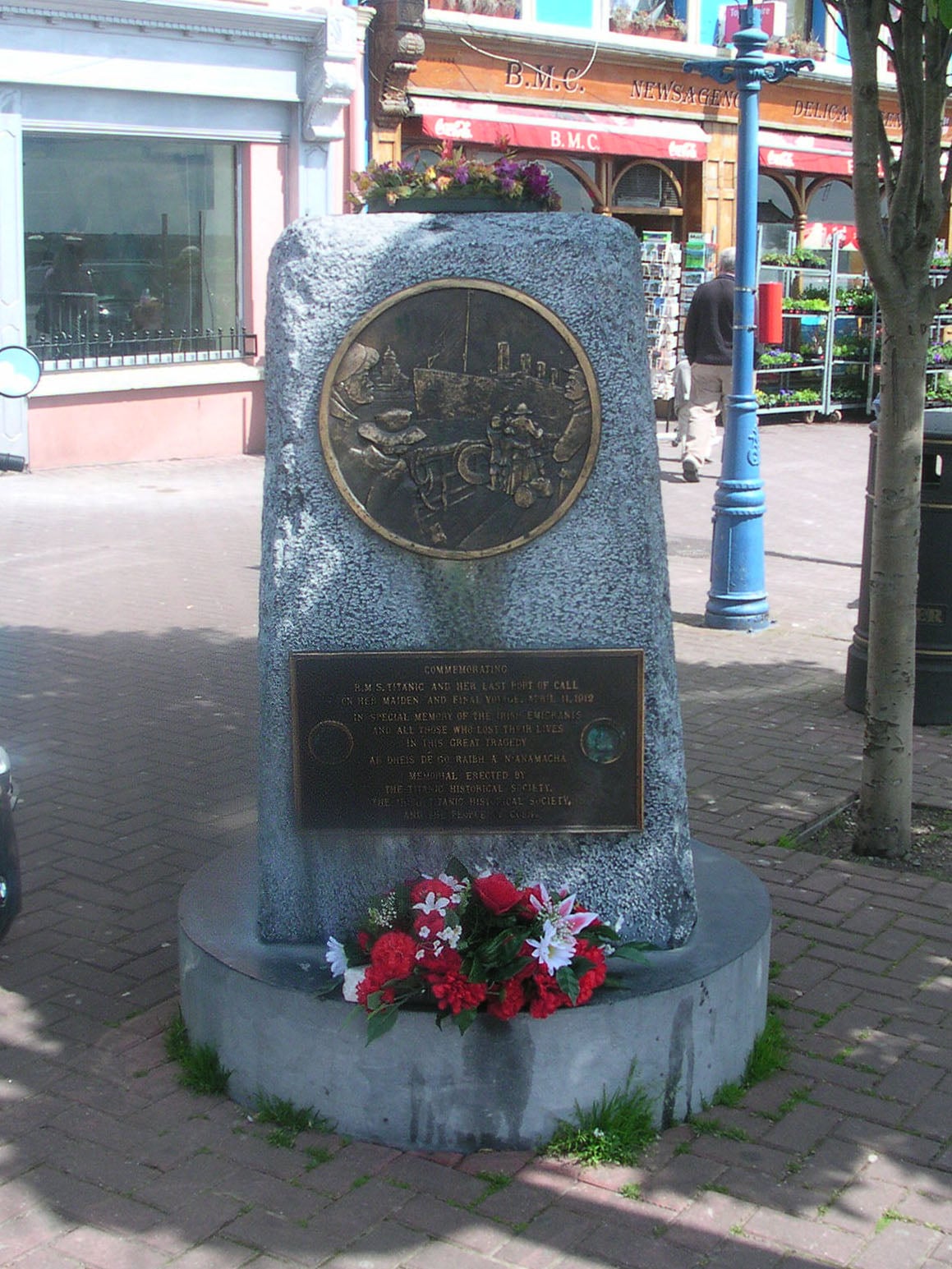 Titanic memorial stone in Cobh marking the ship's last port of call on 11 April 1912