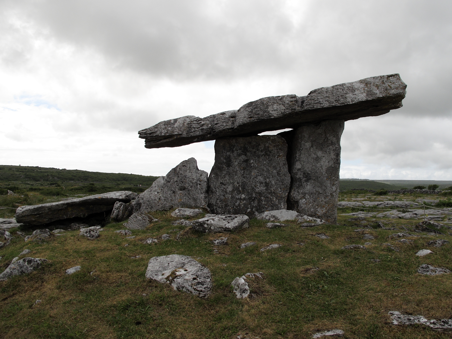The Burren's limestone pavement and Poulnabrone Dolmen portal tomb, County Clare, Ireland