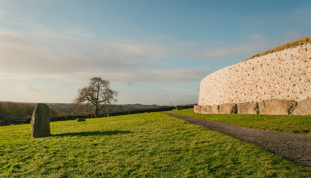 Newgrange mound and standing stone, viewed from the visitor path