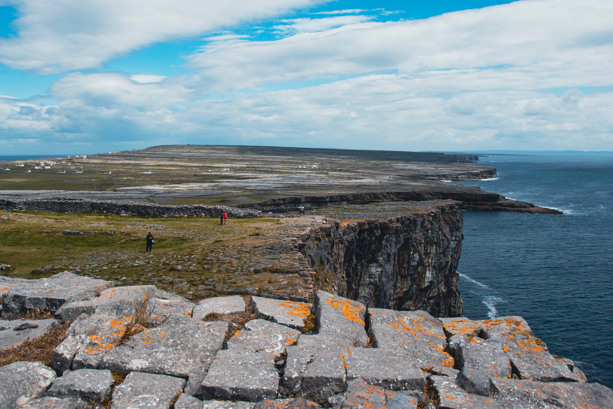 Iron Age stone walls of D&uacute;n Aonghasa fort perched on cliffs above the Atlantic on Inishmore, Aran Islands