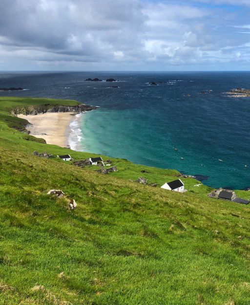 Great Blasket Island off the Dingle Peninsula in County Kerry, Ireland, viewed from the rugged Atlantic coastline