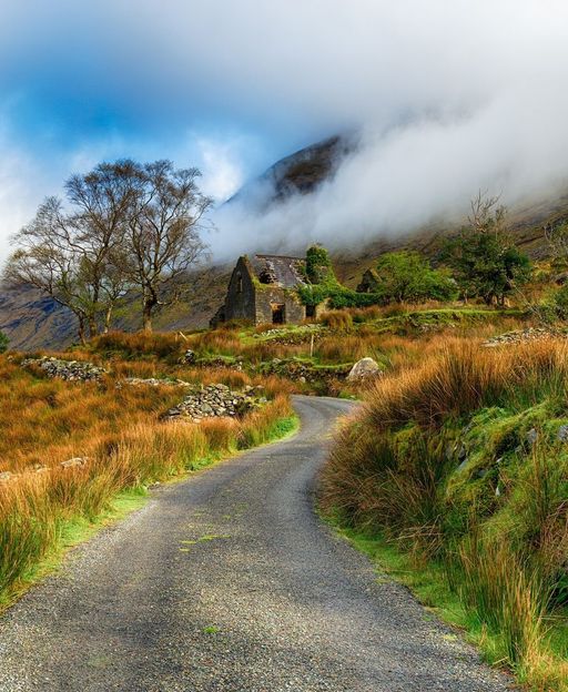 Old stone cottage ruin in the Black Valley, County Kerry, Ireland