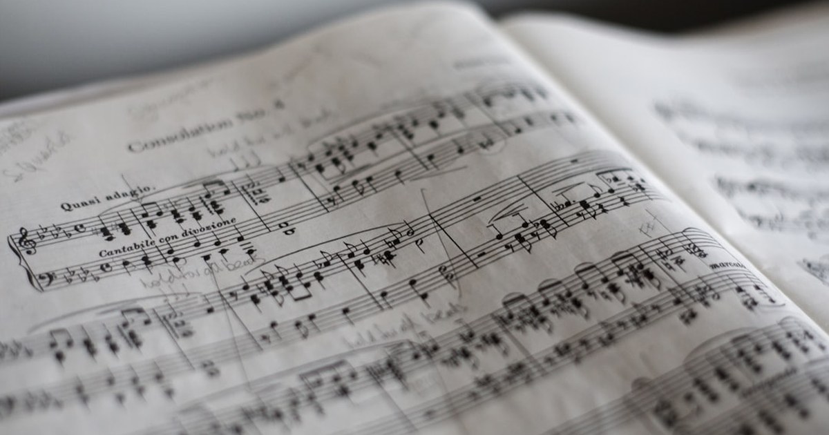 Close-up of open sheet music, representing the classical repertoire performed at the Sligo Baroque Music Festival