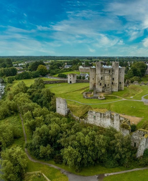 Aerial view of Trim Castle and the River Boyne, County Meath, Ireland