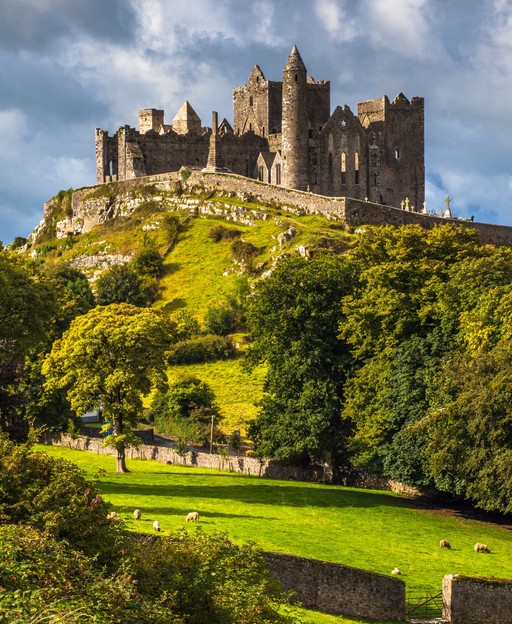 Rock of Cashel above green fields, County Tipperary