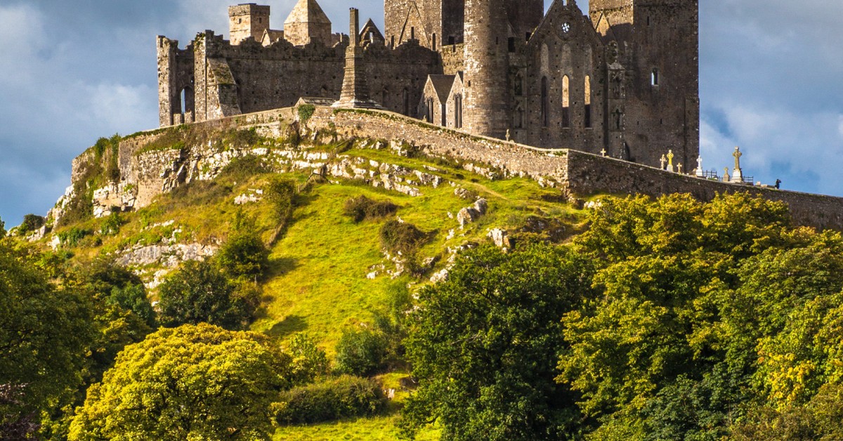 Rock of Cashel above green fields, County Tipperary