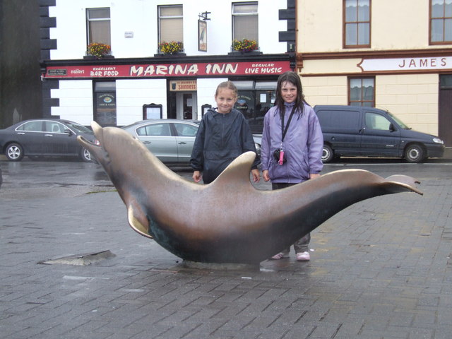 Bronze statue of Fungie the dolphin at Dingle Marina, County Kerry, unveiled as the town's Millennium project