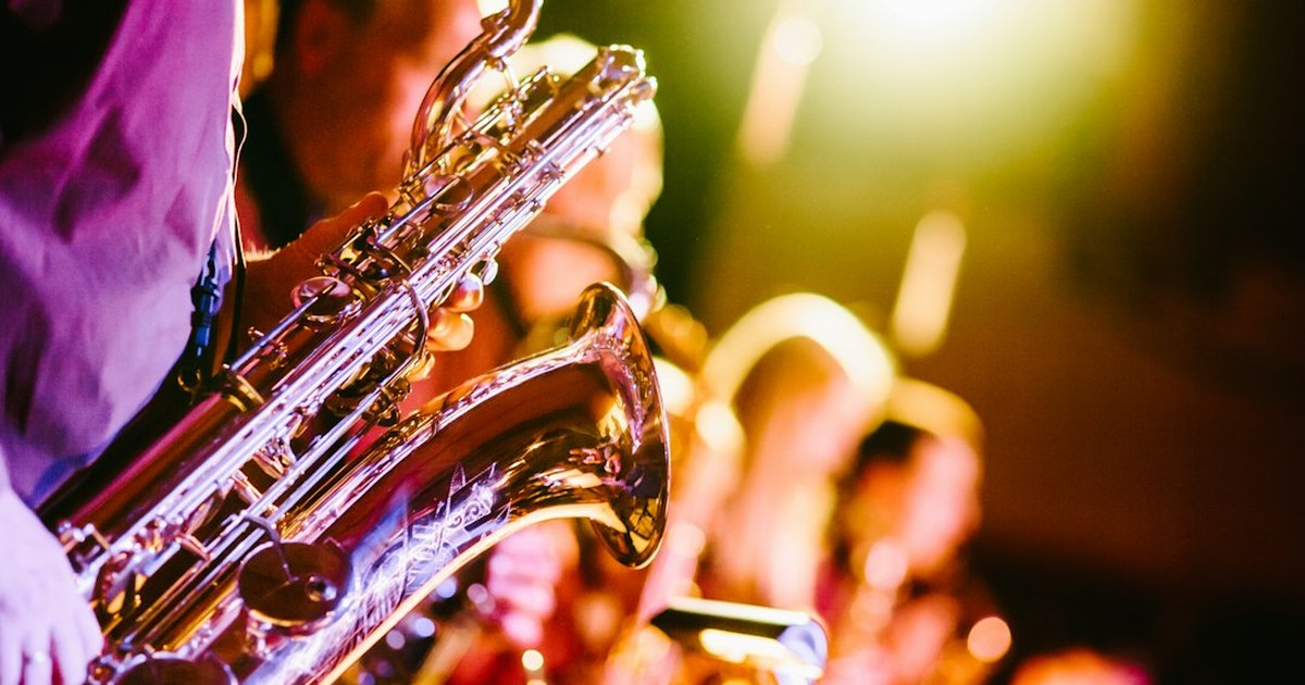 Saxophonists performing on stage at the Guinness Cork Jazz Festival