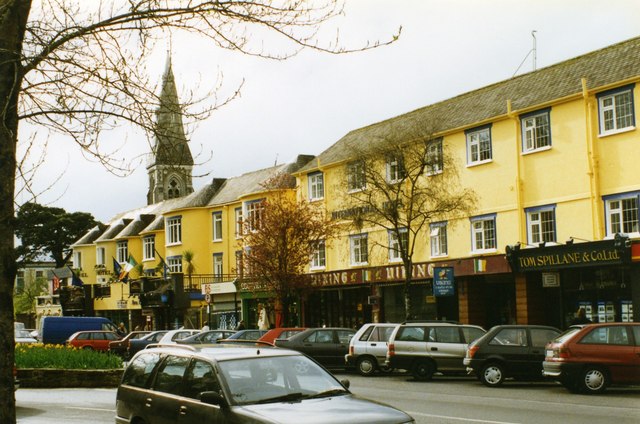 Colourful shopfronts in Killarney town centre, County Kerry, near College Street