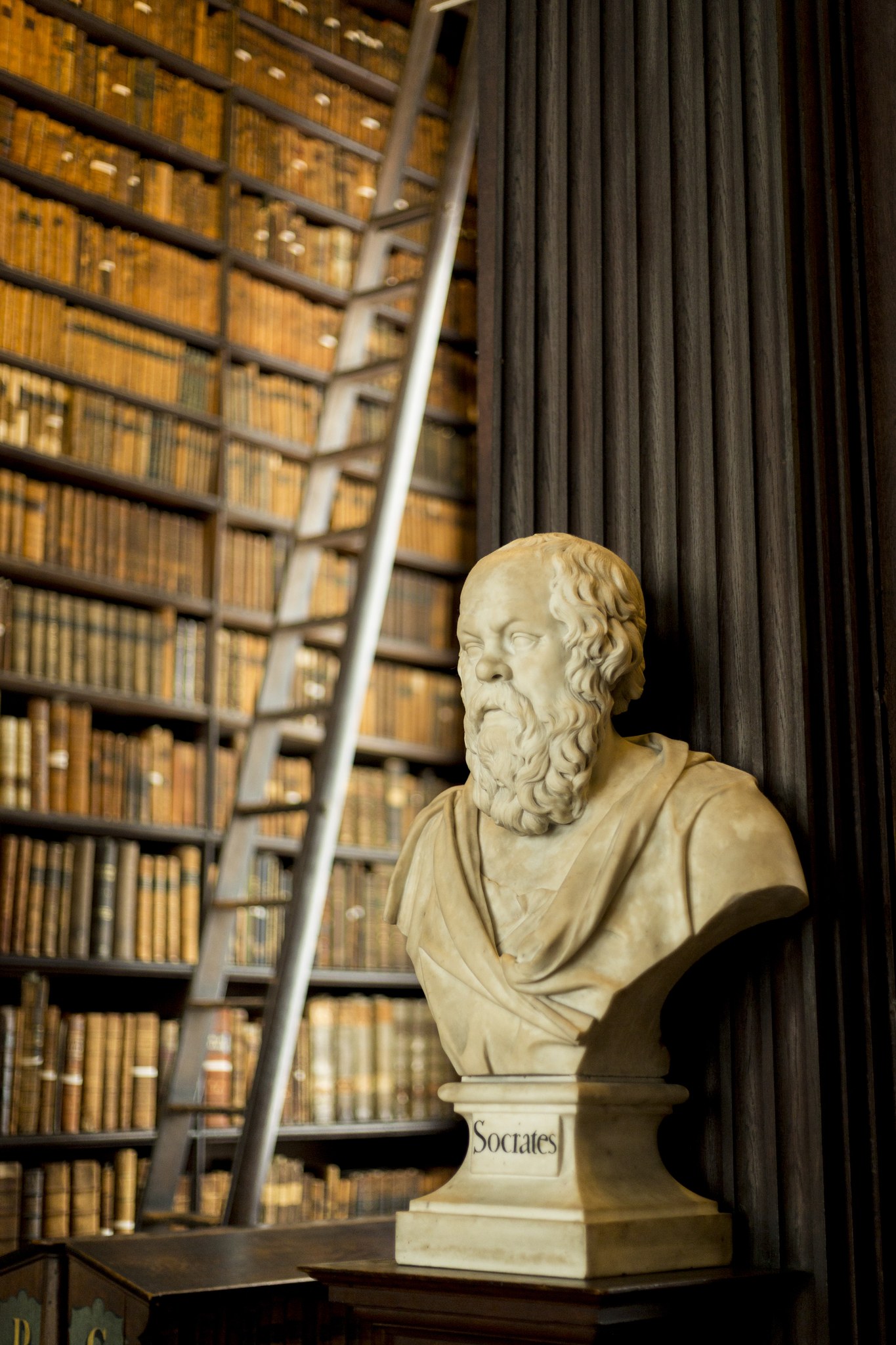 A marble bust of Socrates in the Long Room of the Old Library, Trinity College Dublin